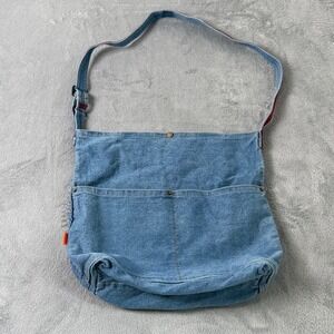 Denim Shoulder Bag Tote Messenger Crossbody Purse Blue Y2K Boho Indie‎ Sleaze